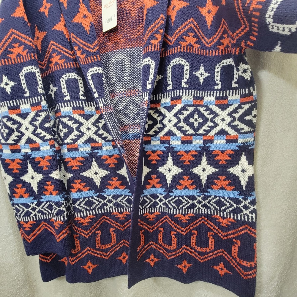 Lucky Brand NWT $149 Open Draped Long Cardigan XL Aztec Western Rodeo Horseshoe - Picture 6 of 14